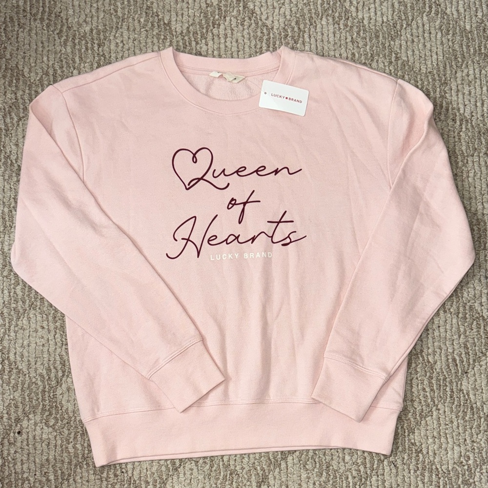 Lucky Brand Pink Heart Graphic Sweatshirt